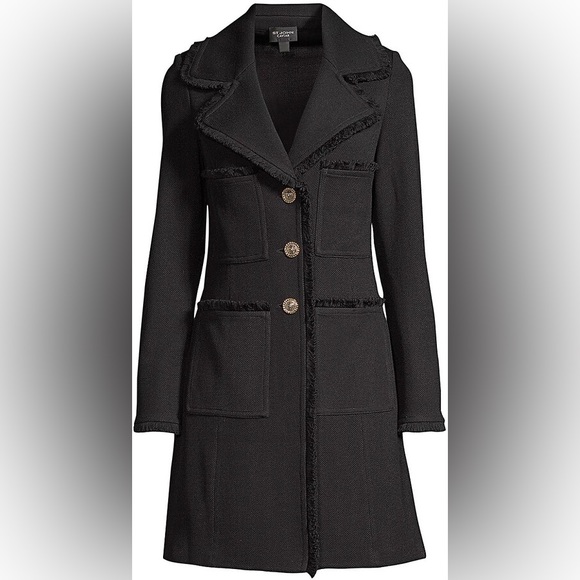 St. John Collection Sz 12 Fringed Wool Blend Milano Pique Knit Topper, NWOT - Picture 1 of 9